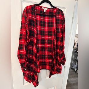 Croft & Barrow Plaid Waterfall Cardigan - XL